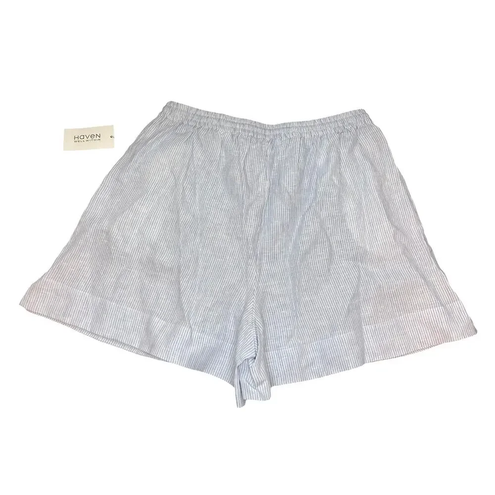 Haven well within blue striped linen shorts new with tag pull on high waist